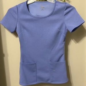 Jaanuu Chiffon Zipper Scrub Top XS- Blue